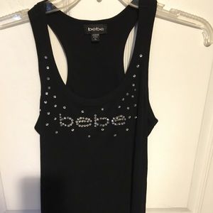 Bebe black glitter tank